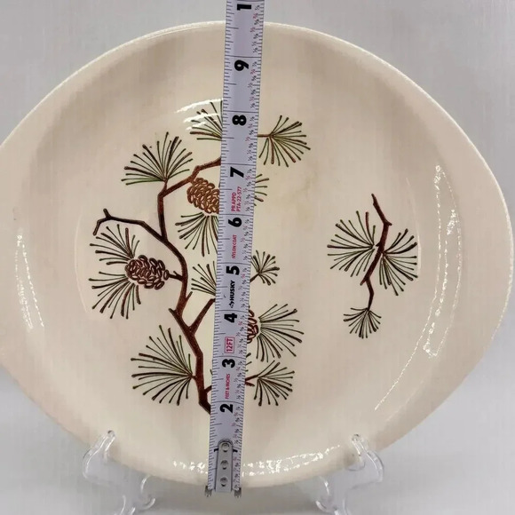 Vintage  Oven Proof Serving Plate Platter Pine Cones Pattern Made in USA - Picture 4 of 6